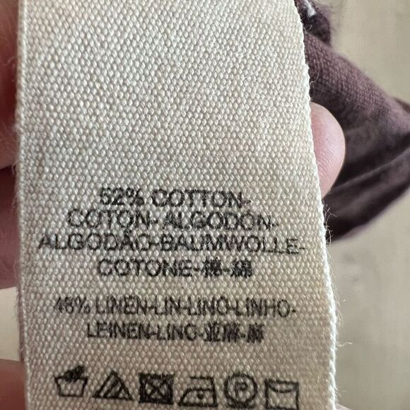 Free People brown pinafore Ruffle Sleeve Mini Linen Colette Dress size M - Picture 6 of 7